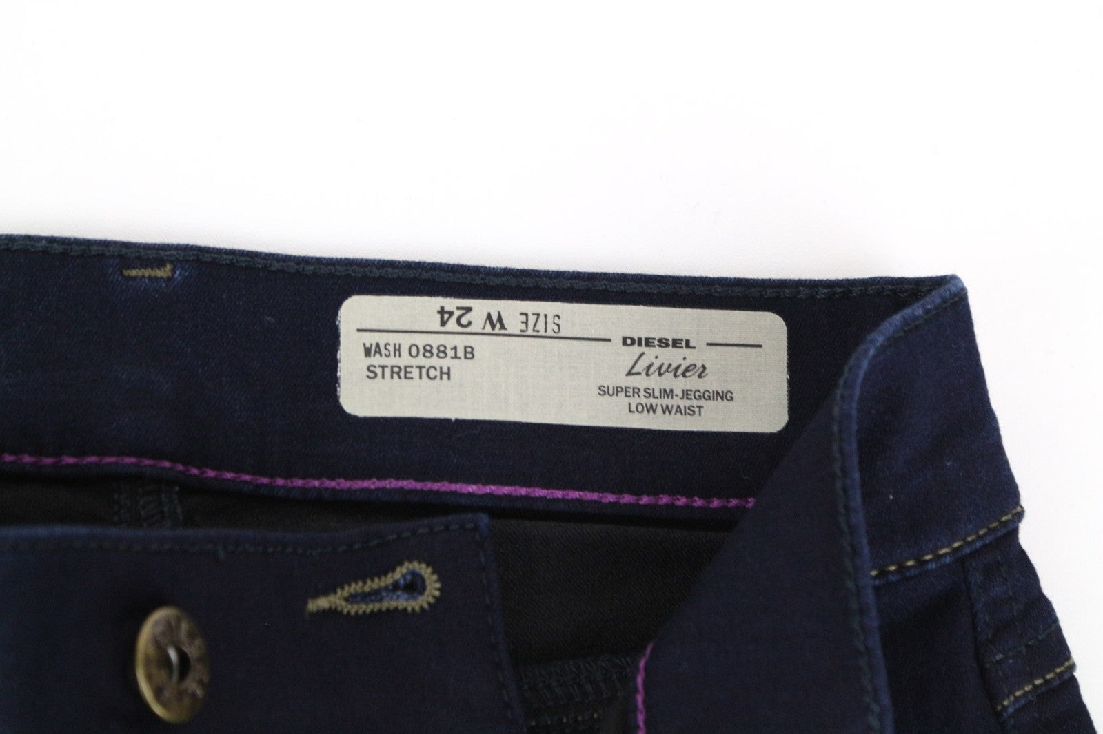 DIESEL Livier 0881B Women's Blue Jeans W24 Jegging Super Slim Stretch Cotton