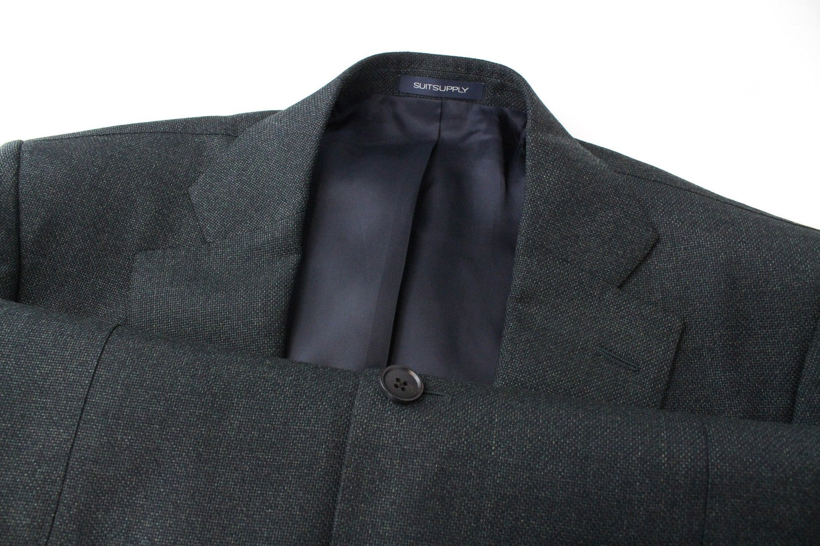 SUITSUPPLY Lazio vyriškas tamsiai pilkas melanžinis švarkas UK44R Slim S110 grynos vilnos 