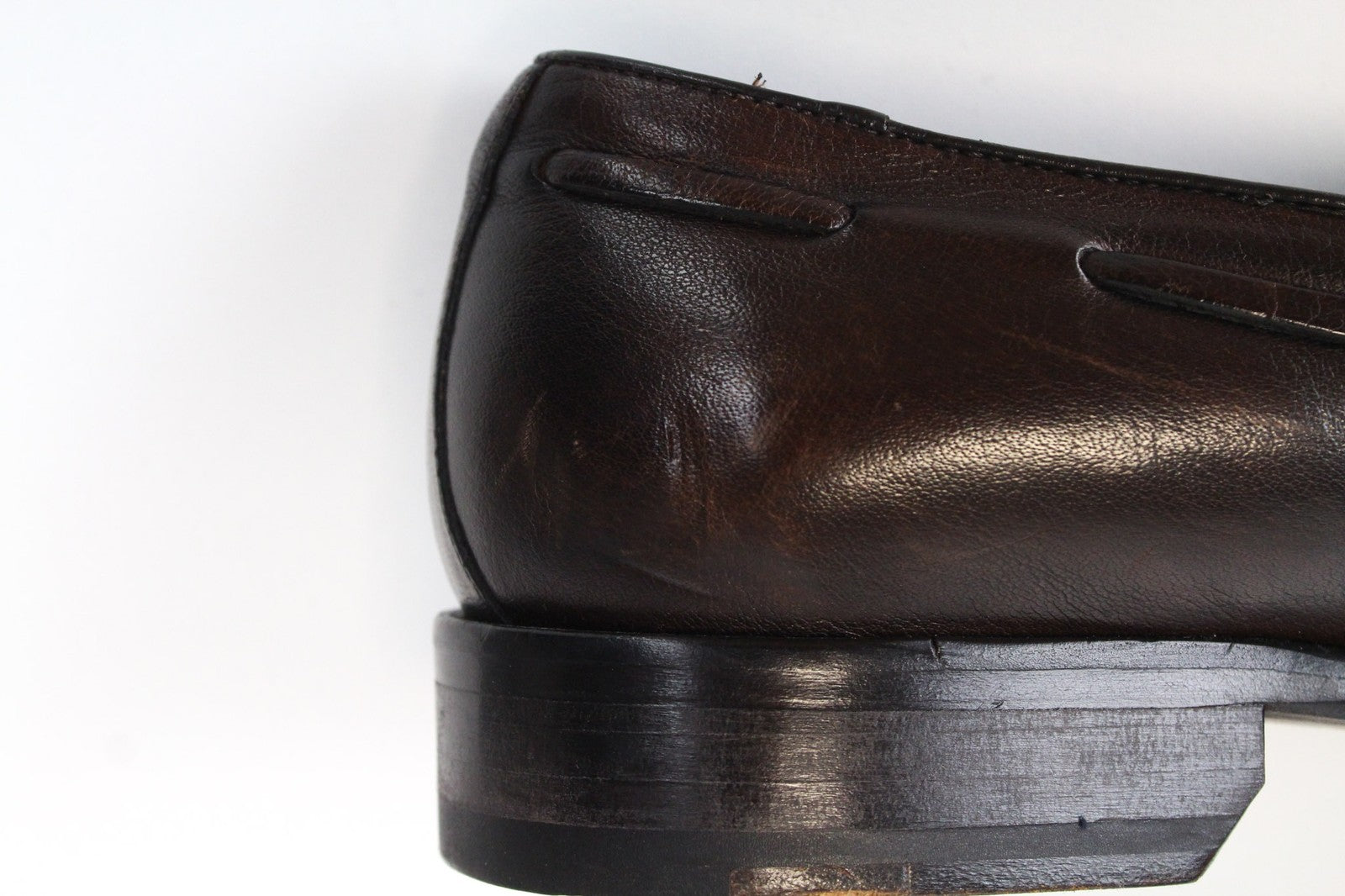 SUITSUPPLY vyriški tamsiai rudi mokasinai su kutais, EU44, užsegami oficialūs odiniai bateliai 