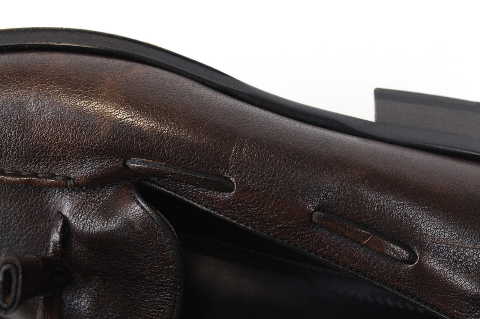 SUITSUPPLY vyriški tamsiai rudi mokasinai su kutais, EU44, užsegami oficialūs odiniai bateliai 