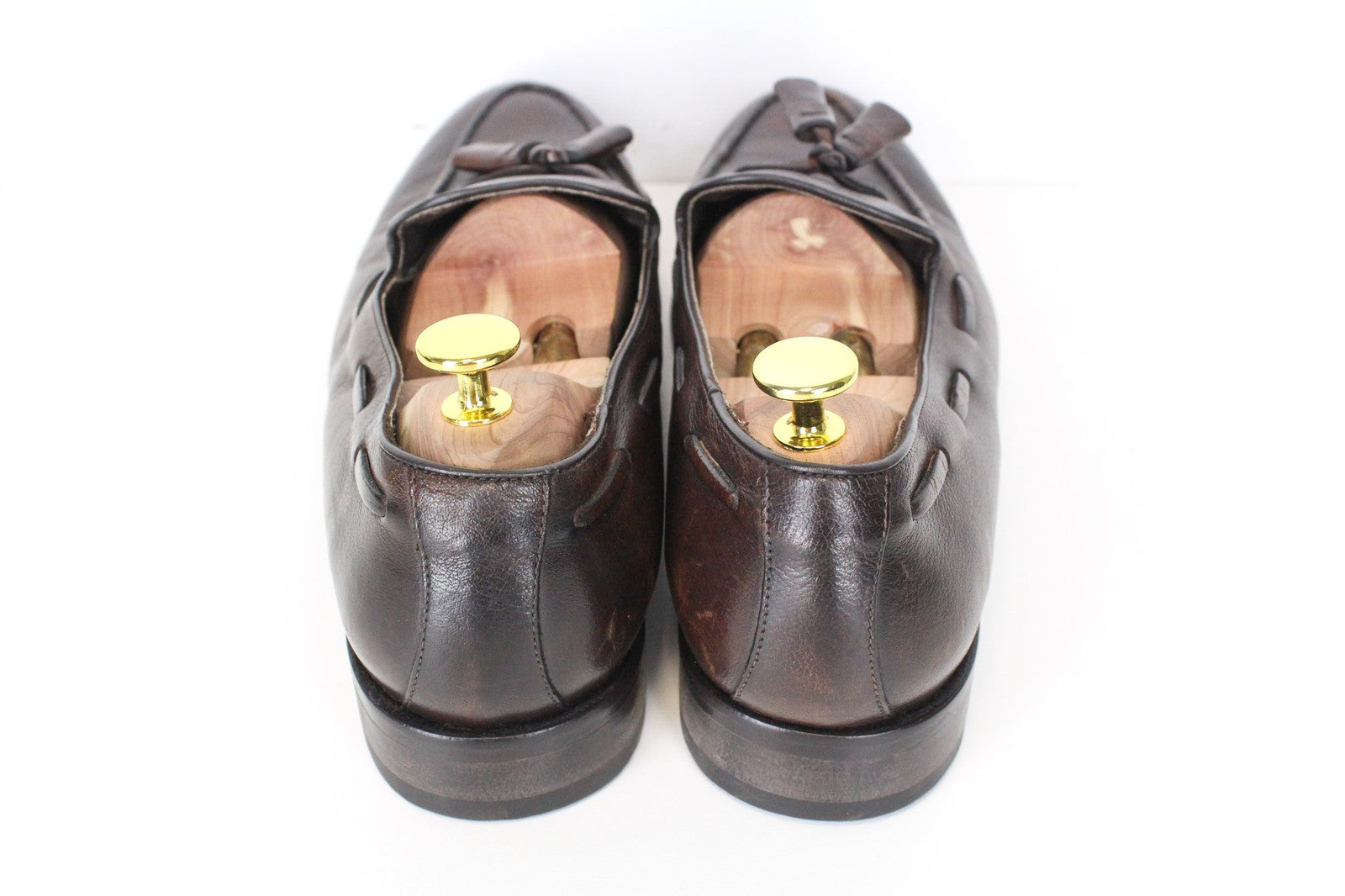 SUITSUPPLY vyriški tamsiai rudi mokasinai su kutais, EU44, užsegami oficialūs odiniai bateliai 