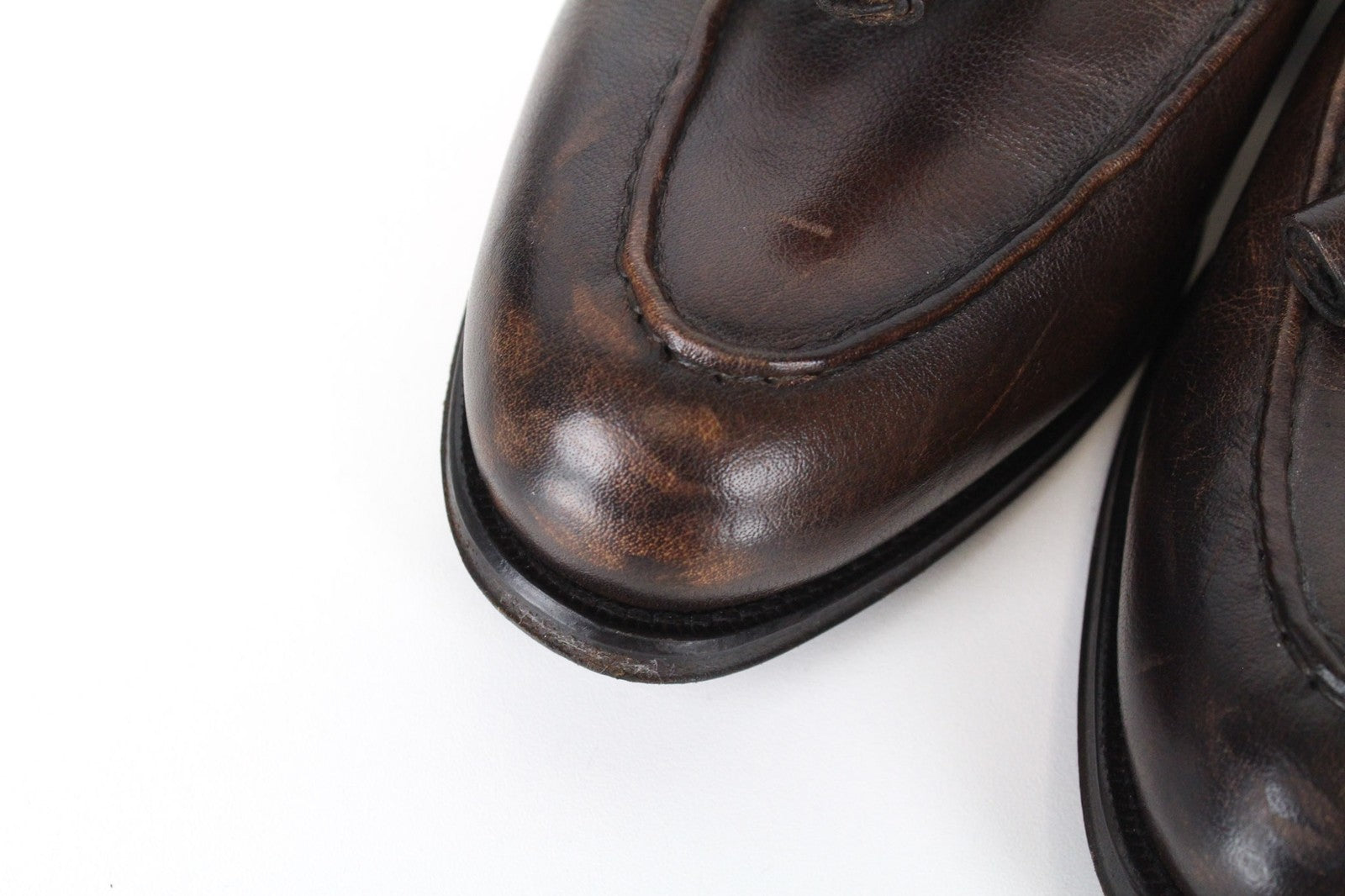 SUITSUPPLY vyriški tamsiai rudi mokasinai su kutais, EU44, užsegami oficialūs odiniai bateliai 