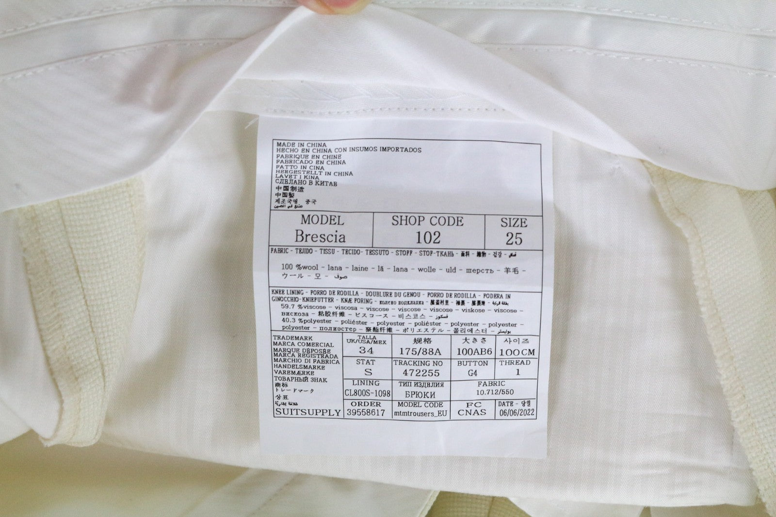 SUITSUPPLY La Spalla Men's Tux Suit UK42S Off-White Black Wool Formal 2 Piece