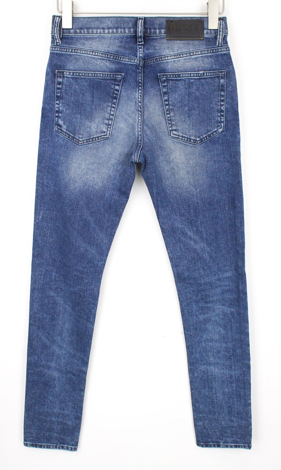 DIESEL D-Strukt 081AQ vyriški mėlyni džinsai su dirbtiniu gobtuvu, W27/L32 berniukams, siaurėjantys 