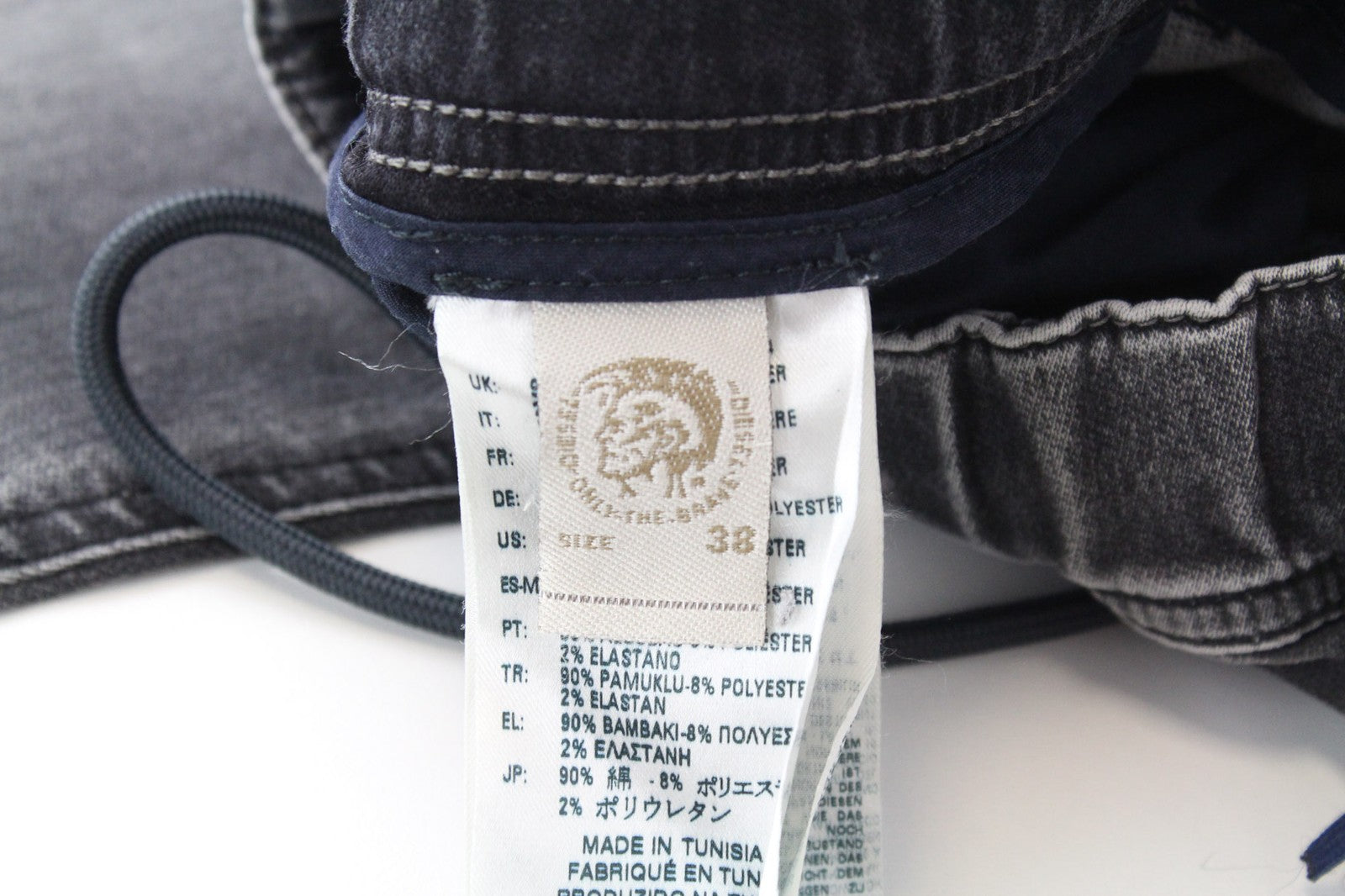 DIESEL Krooley-NE 0855B Men's Grey Slim Jogg Sweat Jeans W38 Carrot Stretch Fit