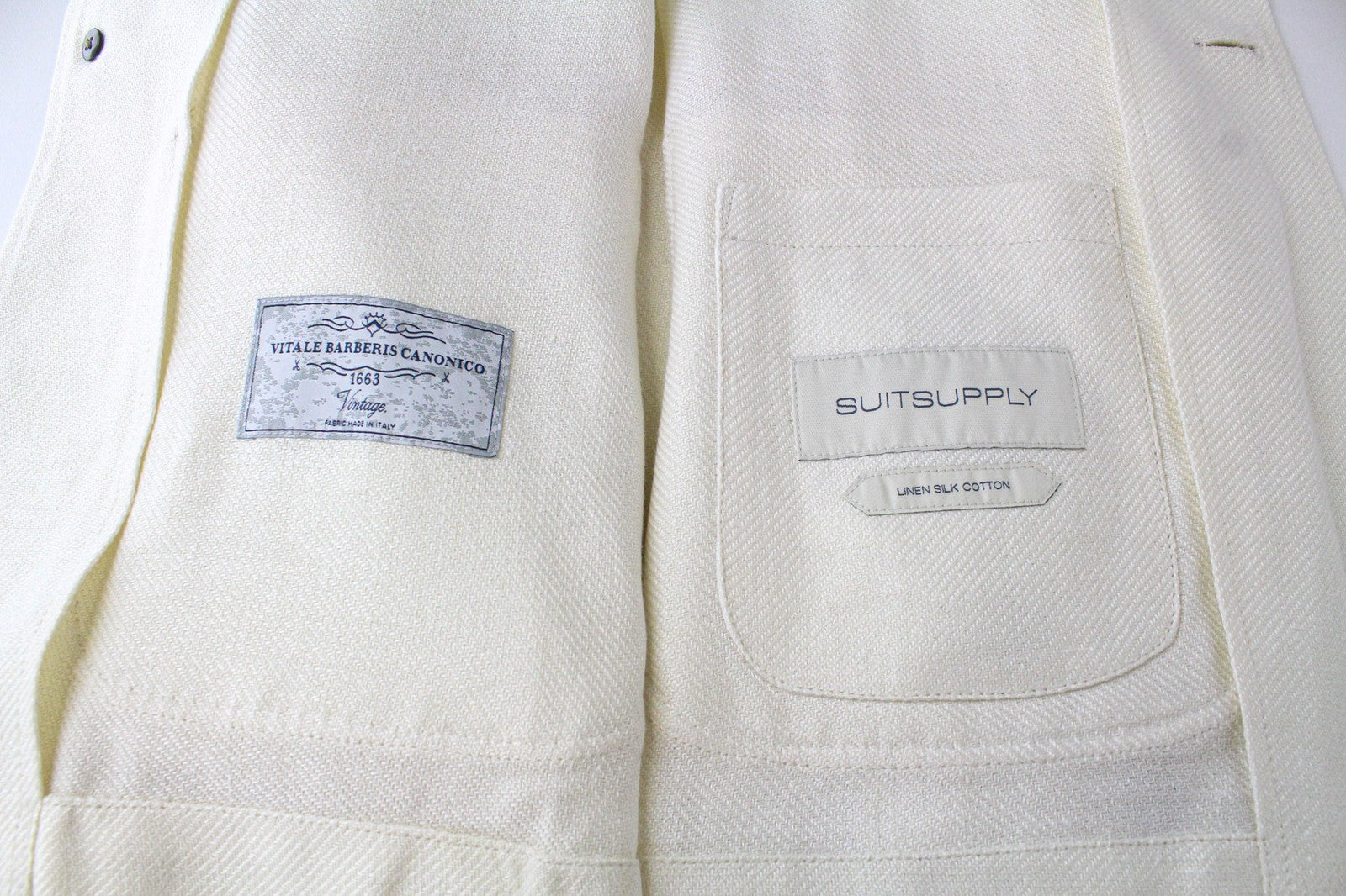 SUITSUPPLY Greenwich Men's Off-White Blazer UK38R Slim Linen Silk Vintage Look