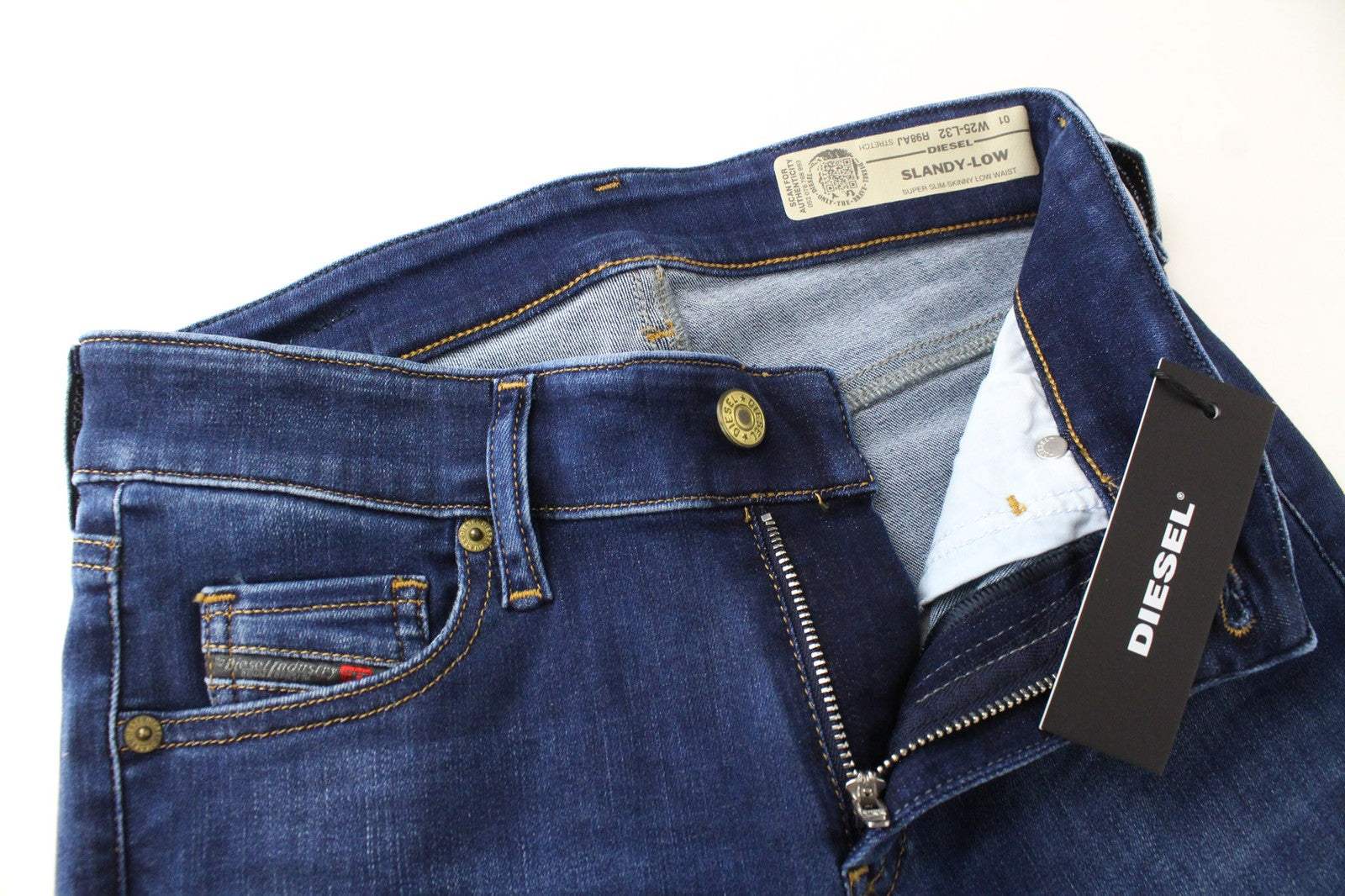 DIESEL Slandy-Low R98AJ Women's Blue Jeans W25/L32 Skinny Super Slim Stretch