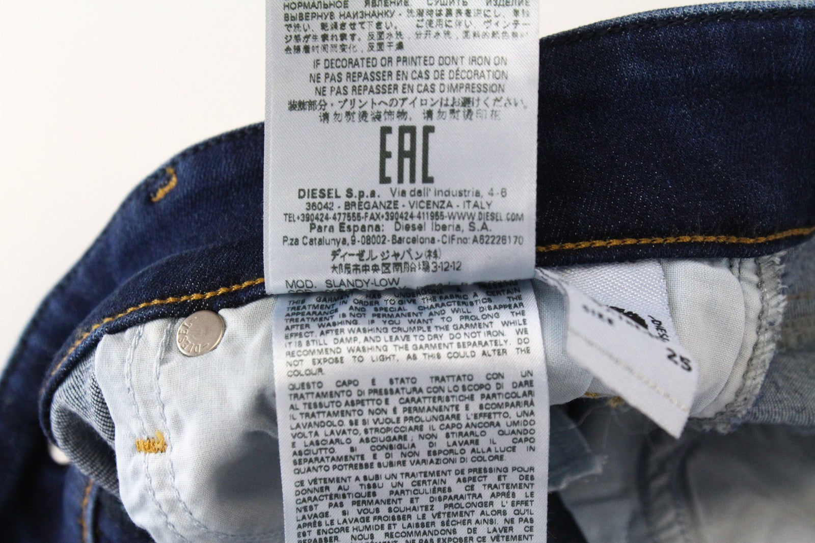 DIESEL Slandy-Low R98AJ Women's Blue Jeans W25/L32 Skinny Super Slim Stretch