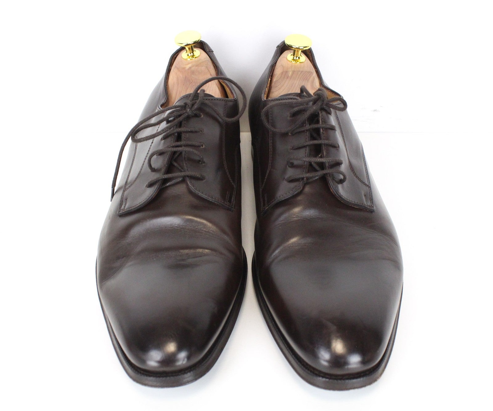 SUITSUPPLY vyriški klasikiniai rudi odiniai žemakulniai bateliai su raišteliais, EU44, oficialus stilius 