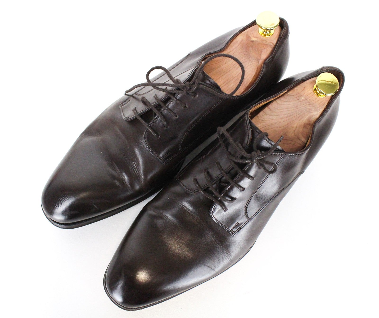 SUITSUPPLY vyriški klasikiniai rudi odiniai žemakulniai bateliai su raišteliais, EU44, oficialus stilius 