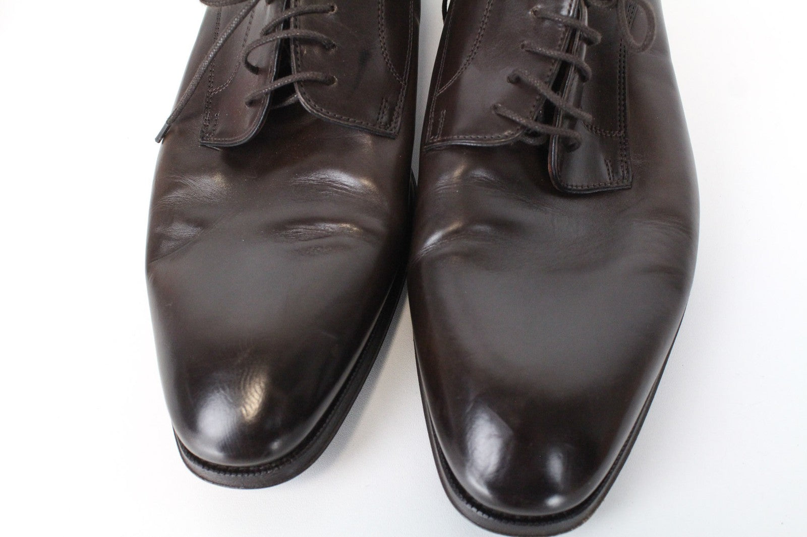 SUITSUPPLY vyriški klasikiniai rudi odiniai žemakulniai bateliai su raišteliais, EU44, oficialus stilius 