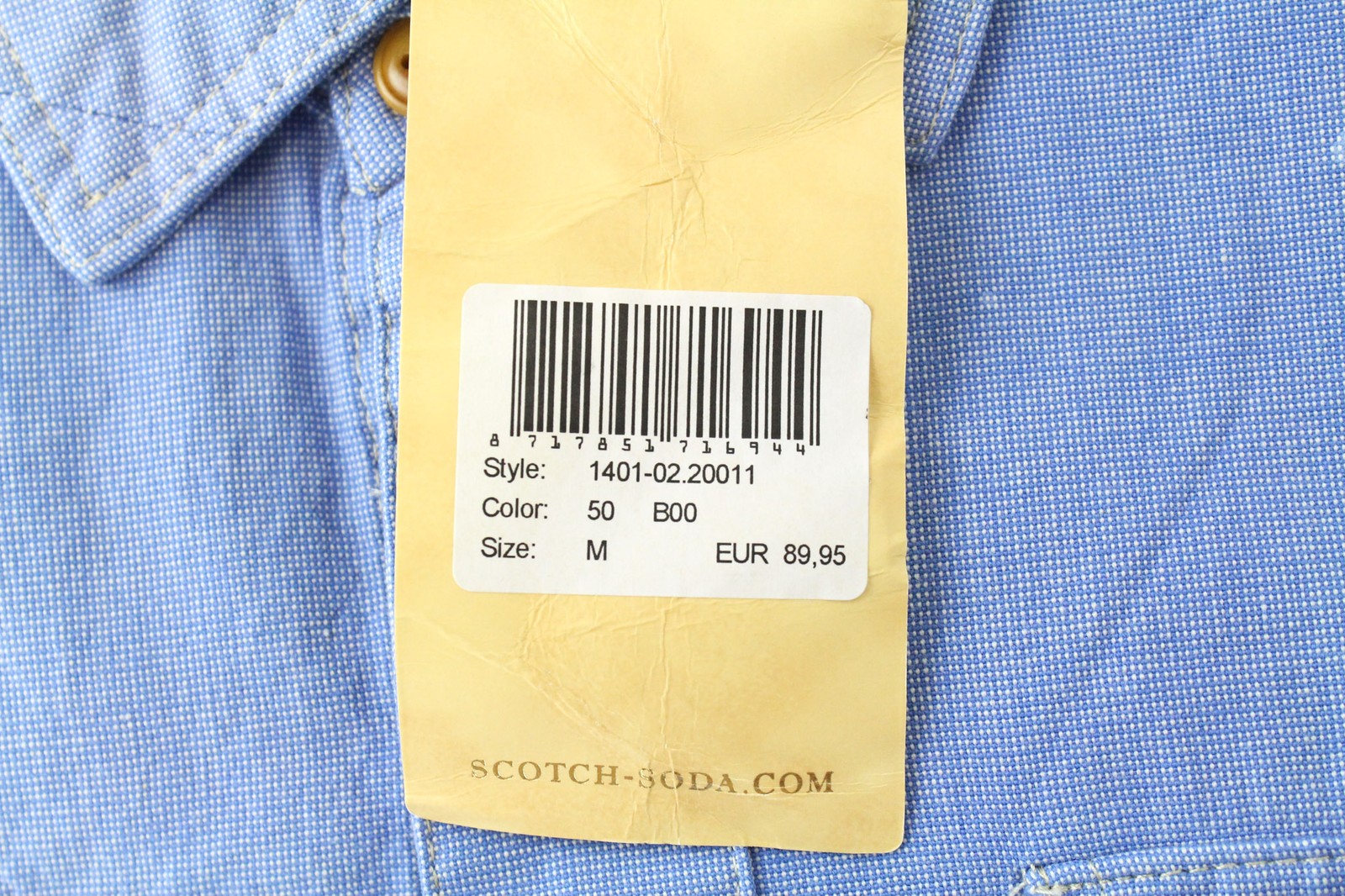 SCOTCH &amp; SODA vyriški šviesiai mėlyni melanžo spalvos medvilniniai marškiniai M, klasikiniai, dažyti, su sagomis 