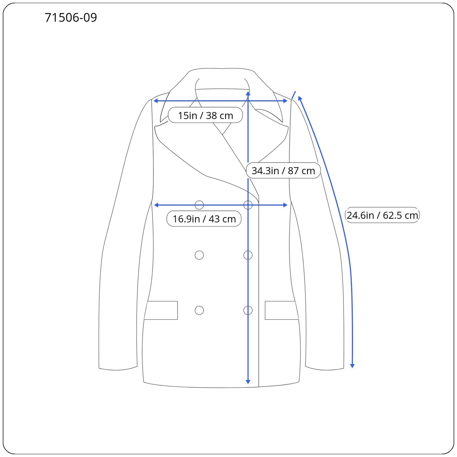 DESIGUAL Natalia Women's Black Coat EU38 Wool Mid-Length Embroidered Two-Row