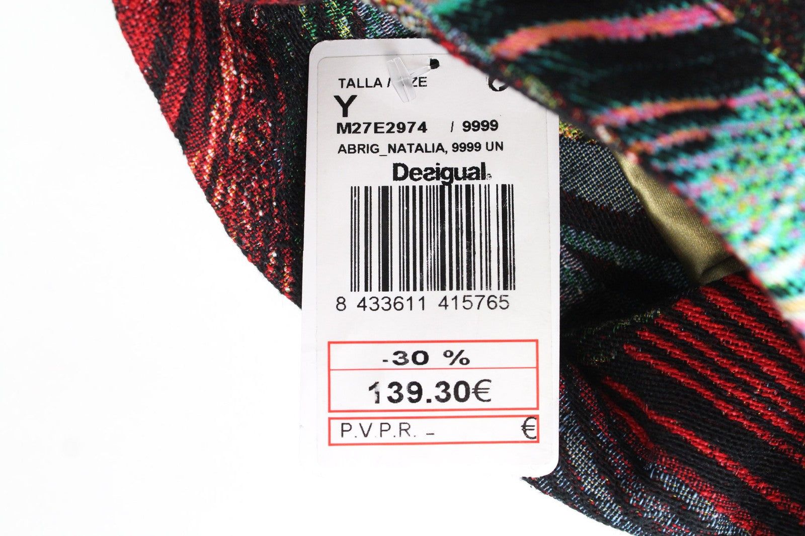 DESIGUAL Natalia Women's Black Coat EU38 Wool Mid-Length Embroidered Two-Row