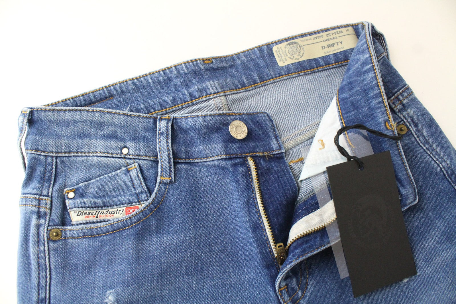 DIESEL D-Rifty 083AX Women's Blue Jeans W24/L32 Slim Ripped Stretch Low Waist