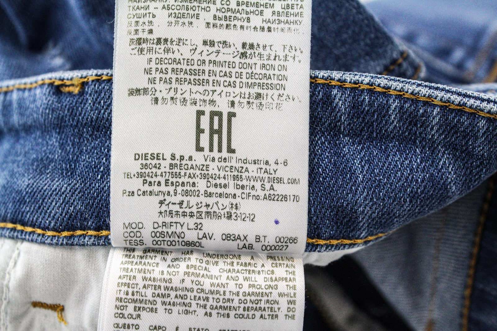 DIESEL D-Rifty 083AX Women's Blue Jeans W24/L32 Slim Ripped Stretch Low Waist