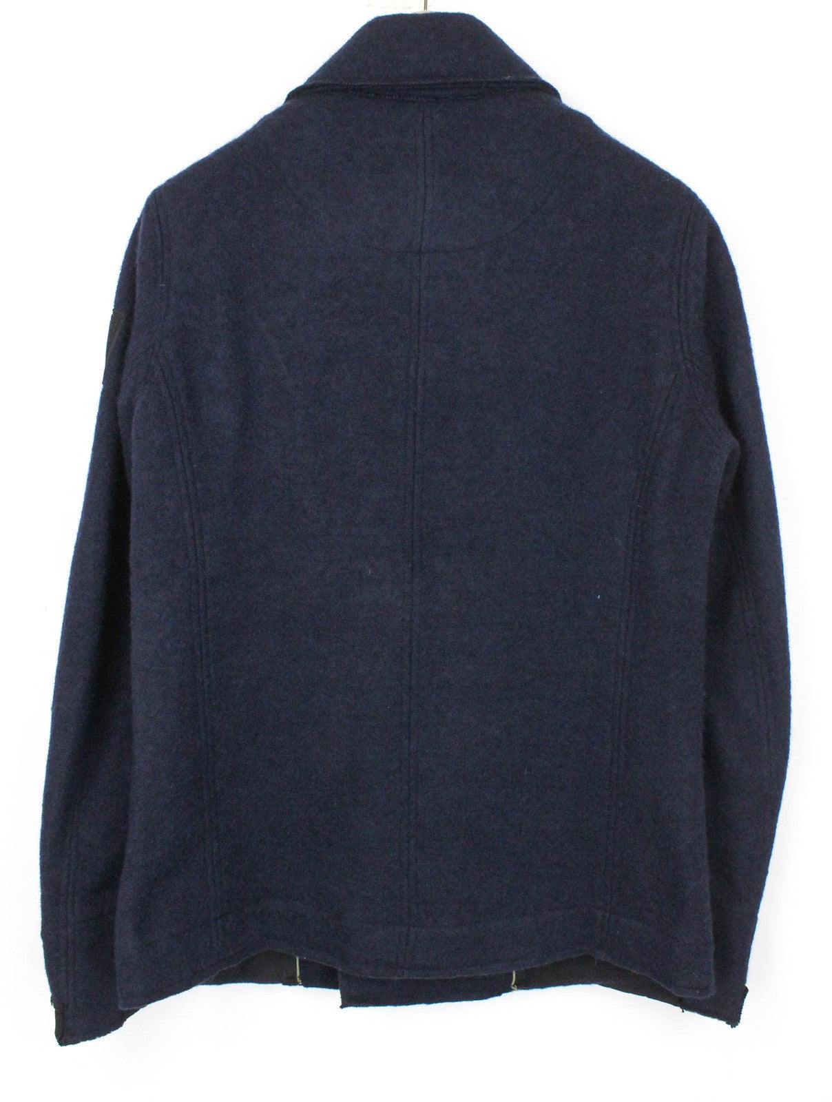 REPLAY Men's Navy XL Wool Blend Coat Classic Double-Breasted Notch Slim Lined