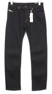 DIESEL Waykee 0886Z vyriški juodi tiesūs džinsai W27/L32 tamprūs su sagomis berniukams 