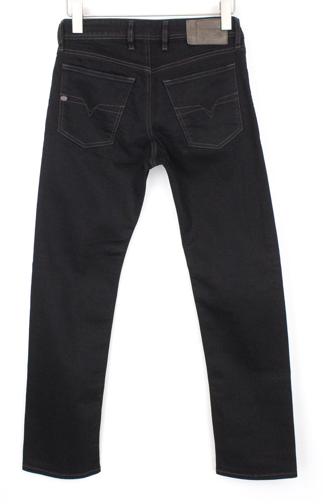 DIESEL Waykee 0886Z vyriški juodi tiesūs džinsai W27/L32 tamprūs su sagomis berniukams 