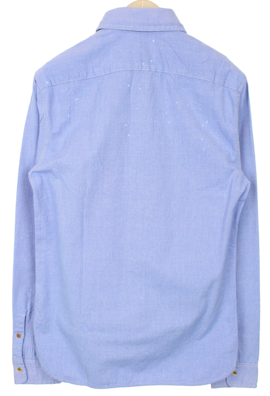 SCOTCH &amp; SODA vyriški mėlyni raštuoti melanžo medvilniniai marškiniai su dažytomis klasikinėmis sagomis M