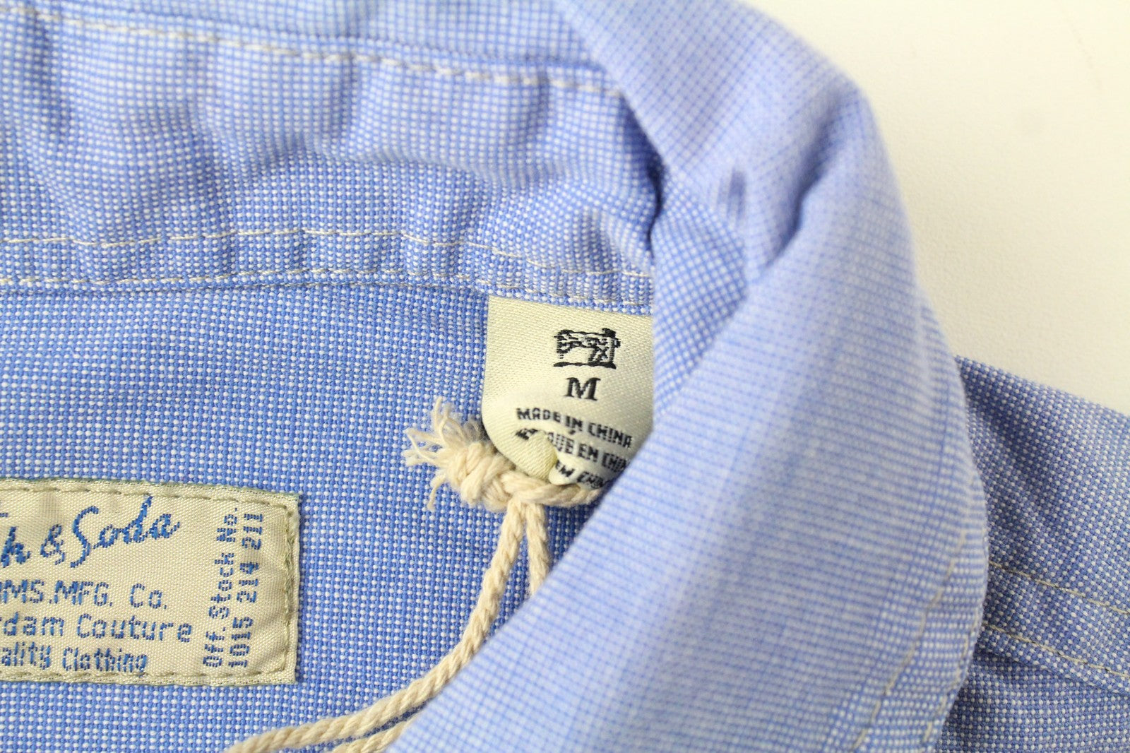 SCOTCH &amp; SODA vyriški mėlyni raštuoti melanžo medvilniniai marškiniai su dažytomis klasikinėmis sagomis M