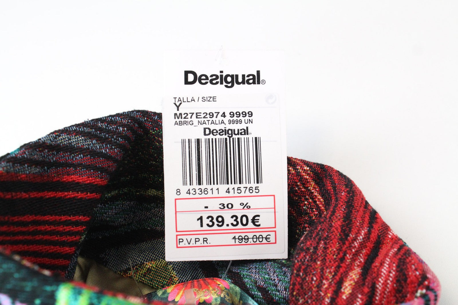 DESIGUAL Natalia moteriškas juodas vilnonis paltas, EU38, vidutinio ilgio, siuvinėtas dvigubas 