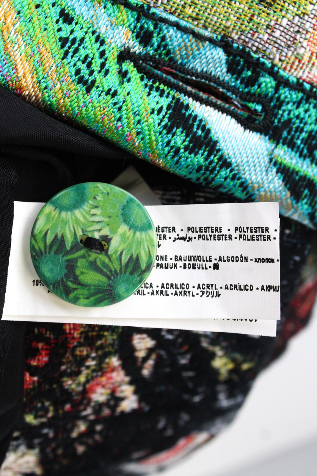 DESIGUAL Natalia moteriškas juodas vilnonis paltas, EU38, vidutinio ilgio, siuvinėtas dvigubas 