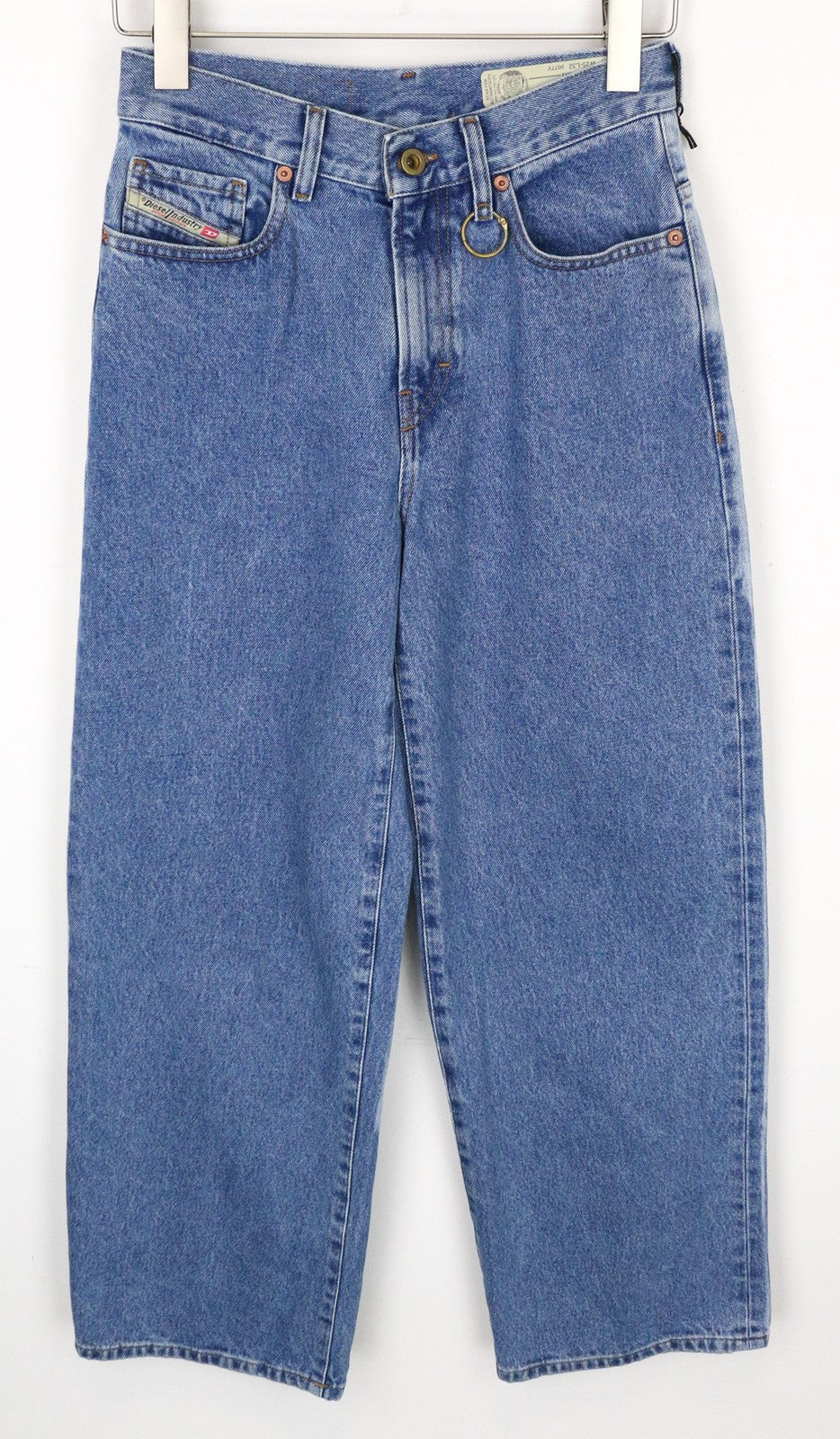 DIESEL Widee 0077V Women's Jeans W25/L32 Blue Washed Straight Fit Pure Cotton