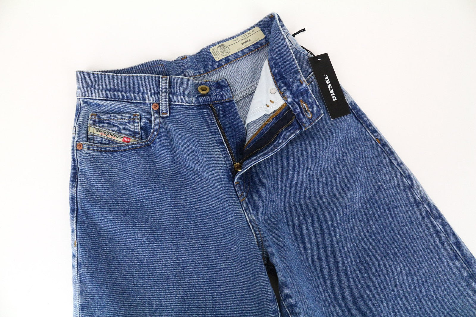 DIESEL Widee 0077V Women's Jeans W25/L32 Blue Washed Straight Fit Pure Cotton