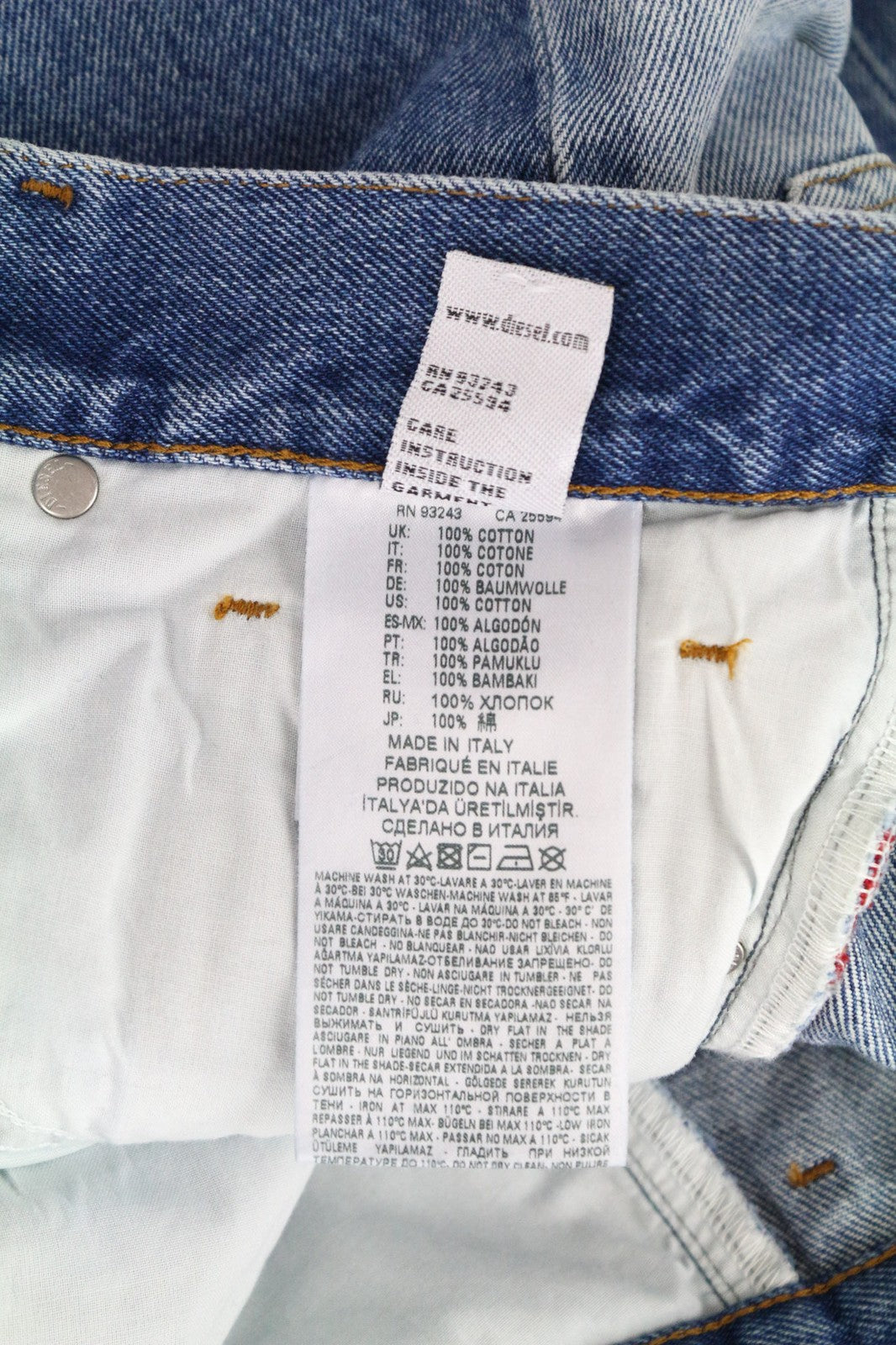 DIESEL Widee 0077V Women's Jeans W25/L32 Blue Washed Straight Fit Pure Cotton