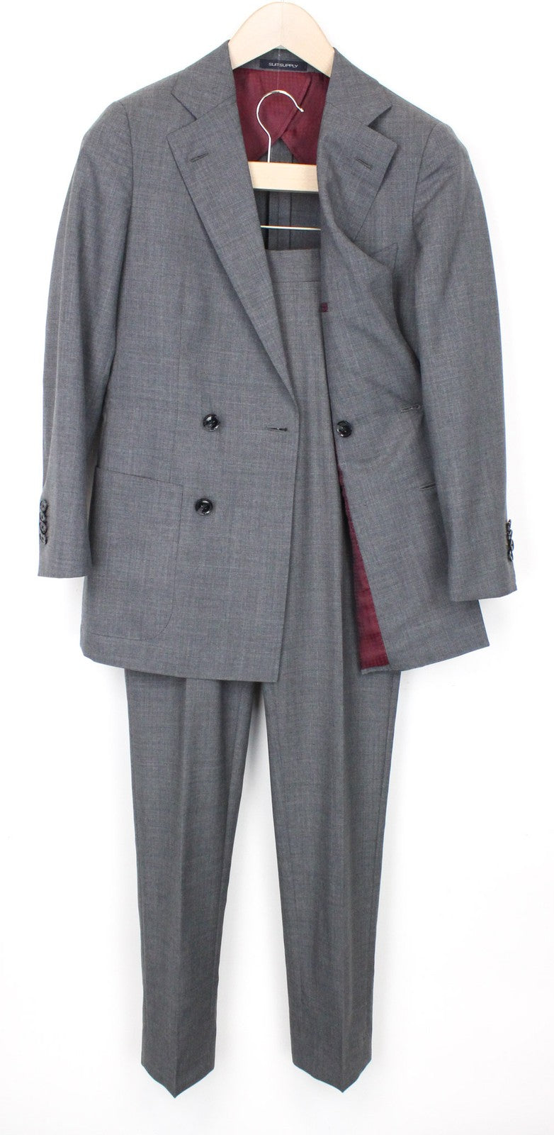 SUITSUPPLY La Spalla Men's Suit UK30R Grey Slim Two-Row Melange Wool S120s 2Pc