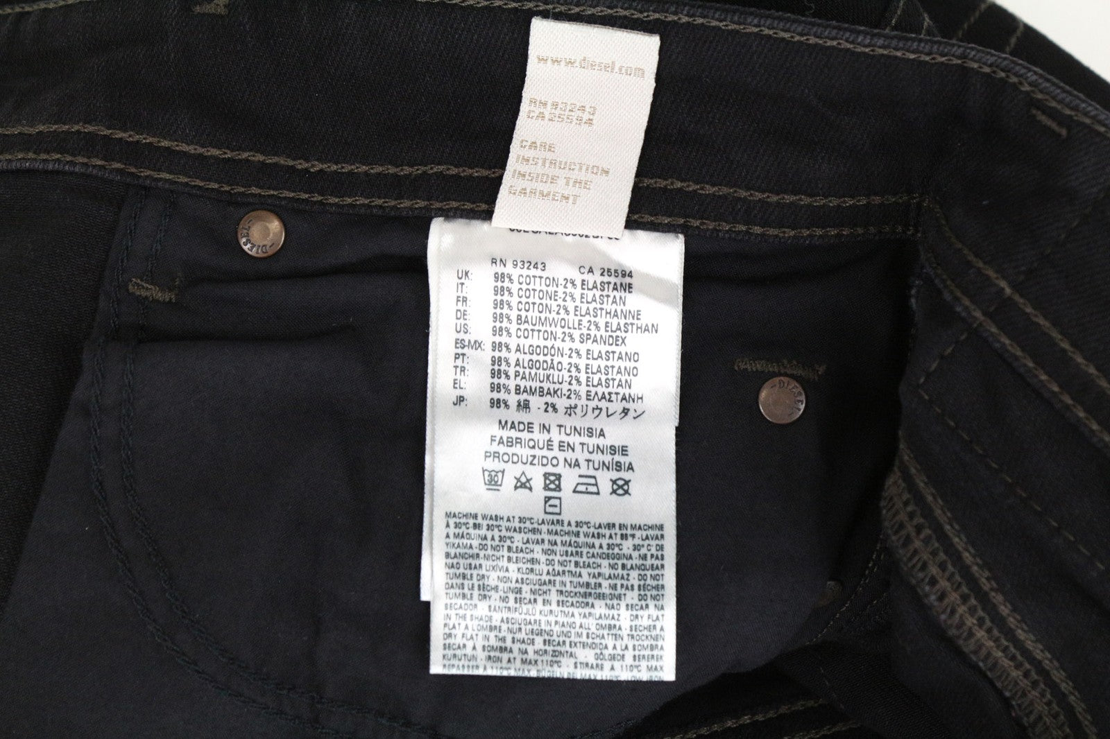 DIESEL Waykee 0886Z vyriški džinsai W27/L32 juodi, tiesaus kirpimo, tamprūs medvilniniai džinsai berniukams 