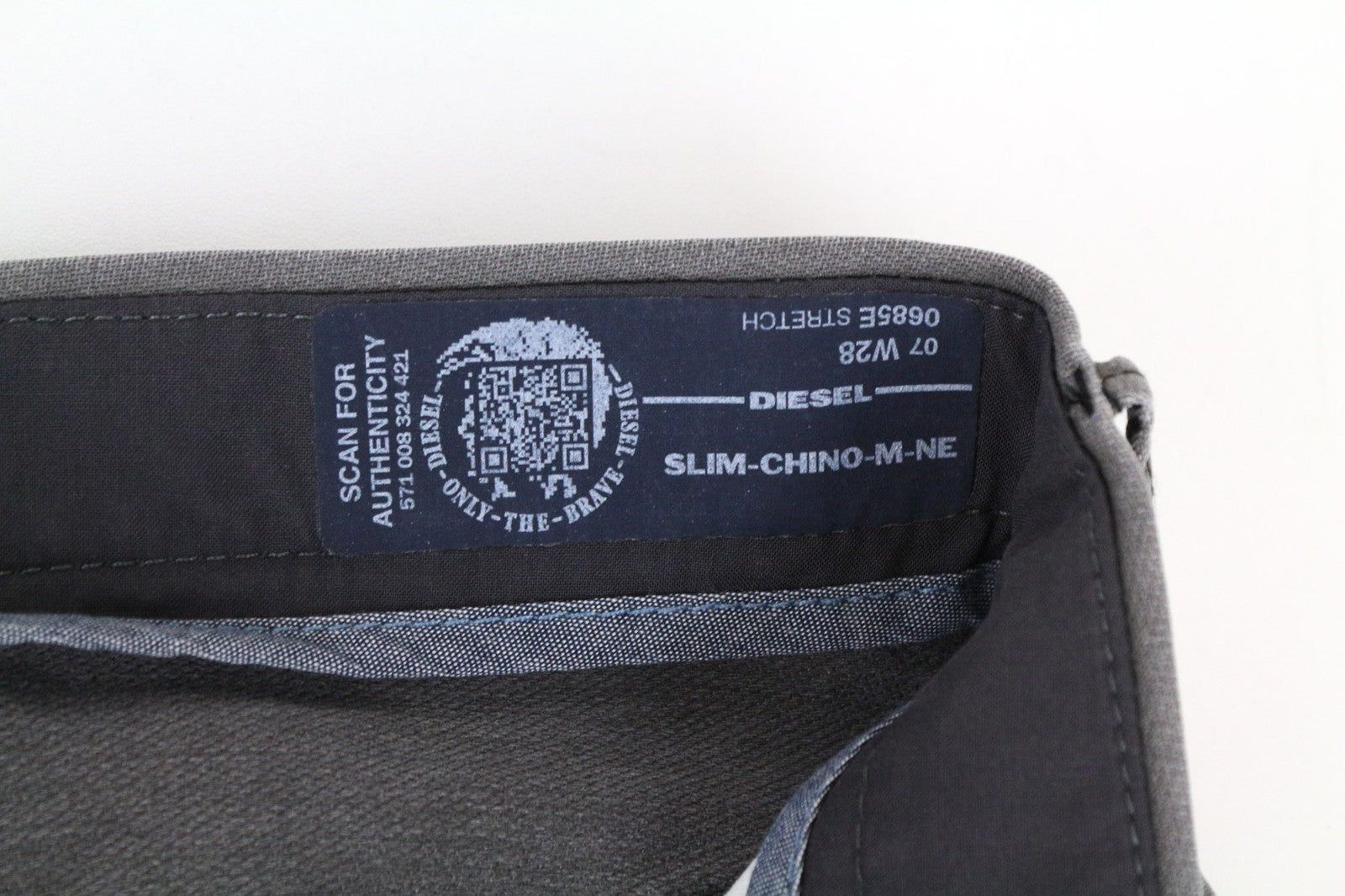 DIESEL Slim-Chino-M-NE 0685E vyriški džinsai W28 pilki sportiniai jogging džinsai su tampriu medvilniniu užtrauktuku 