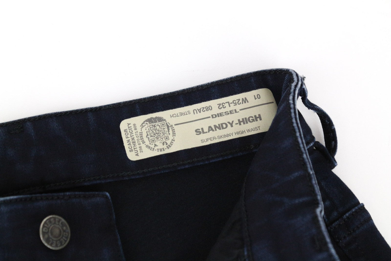 DIESEL Slandy-High 082AU Women's Jeans W25/L32 Blue Super Skinny Cotton Stretch