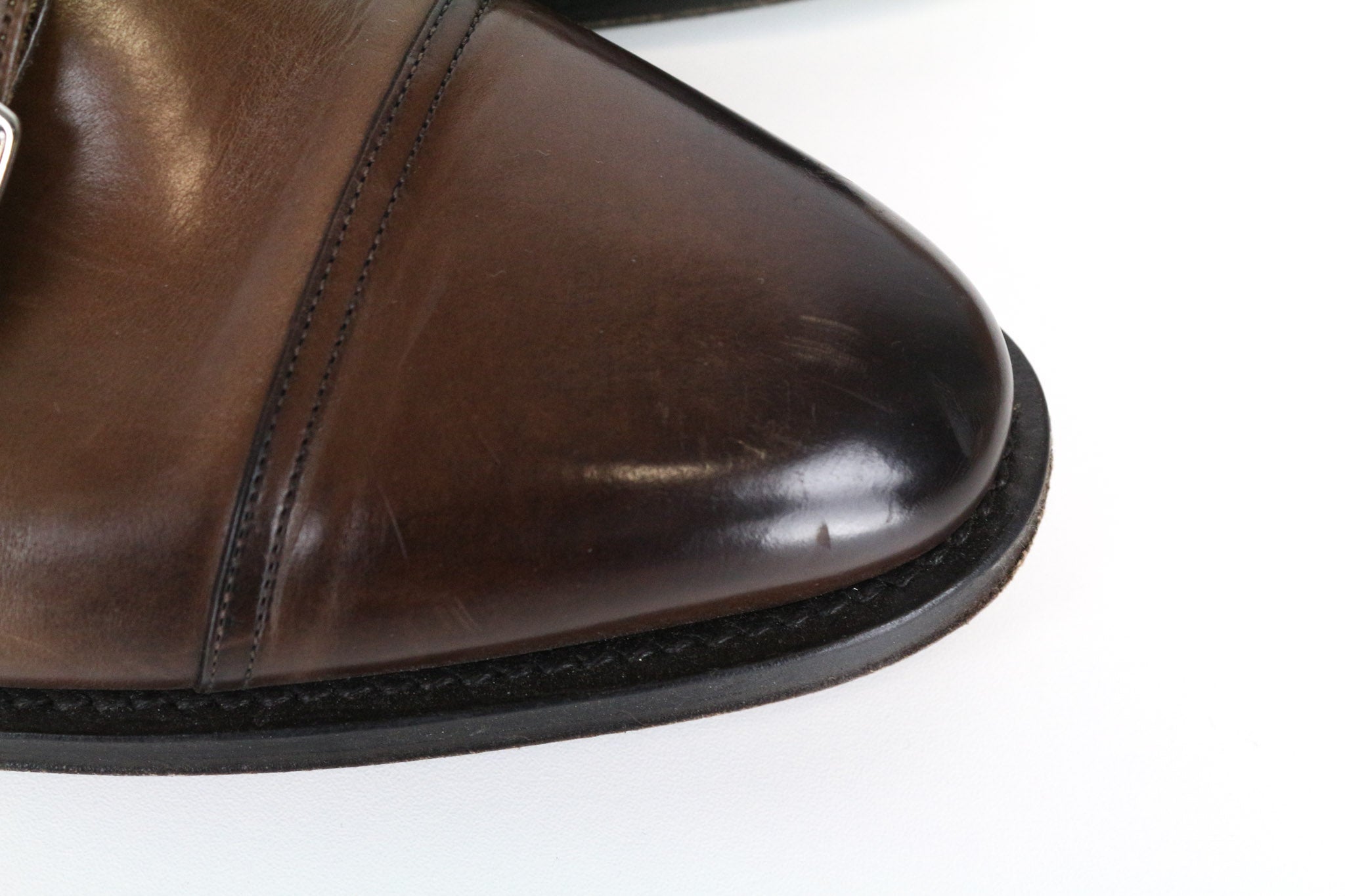 SUITSUPPLY Men's Formal Shoes EU42.5 Brown Leather Double-Buckle Dress Pair