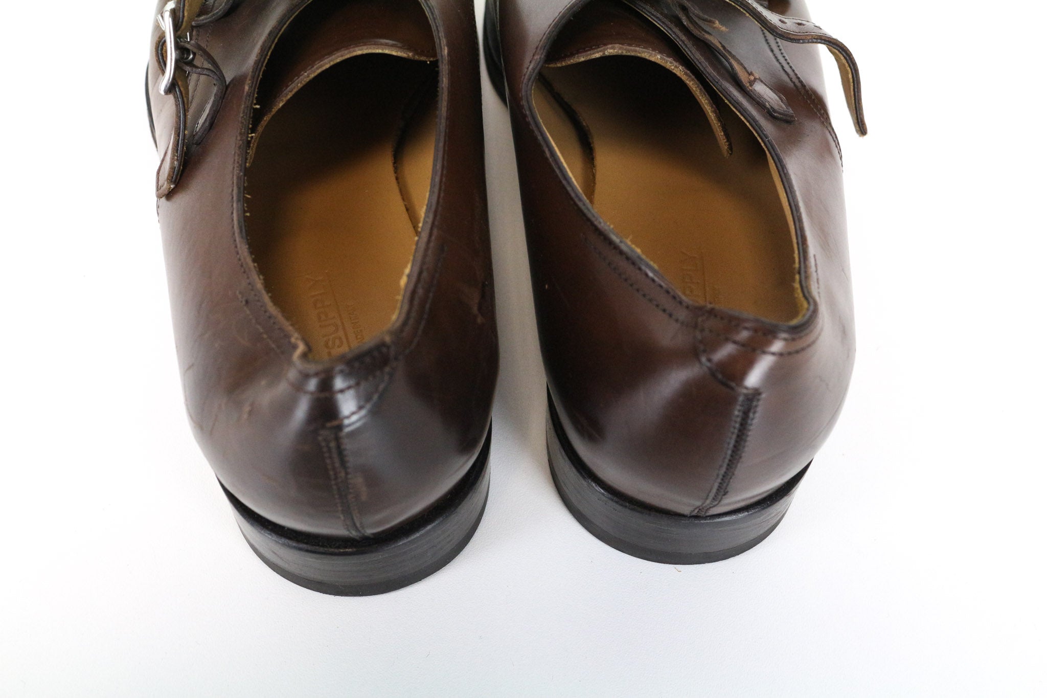 SUITSUPPLY Men's Formal Shoes EU42.5 Brown Leather Double-Buckle Dress Pair