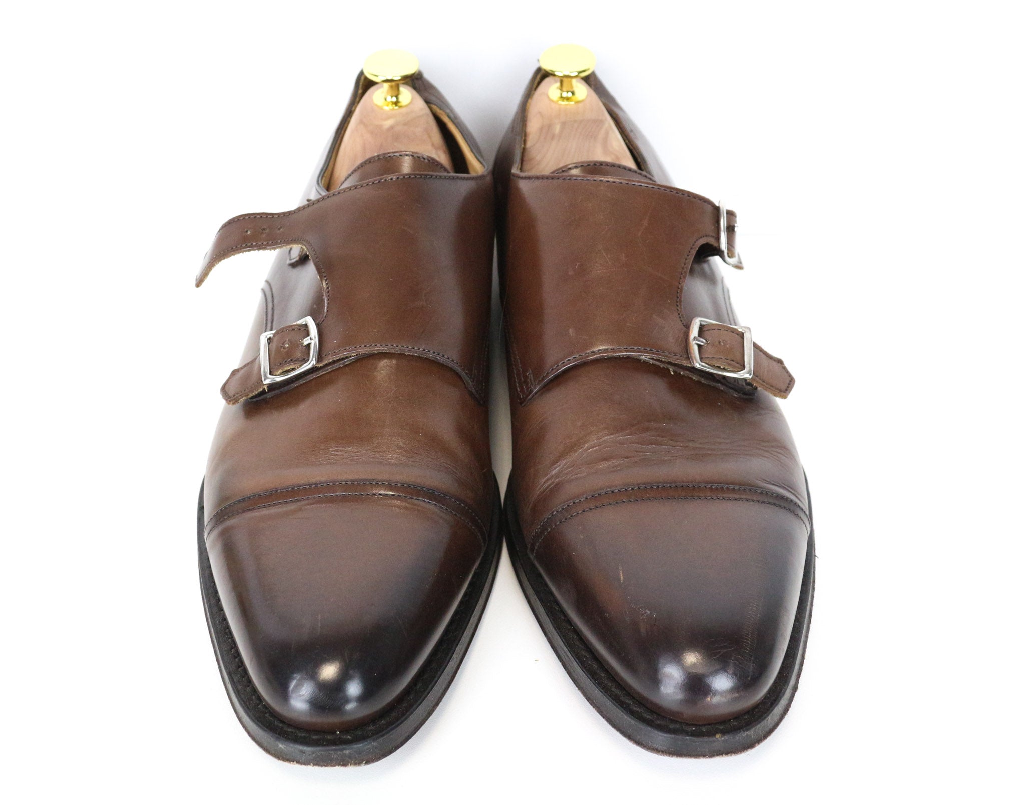 SUITSUPPLY Men's Formal Shoes EU42.5 Brown Leather Double-Buckle Dress Pair