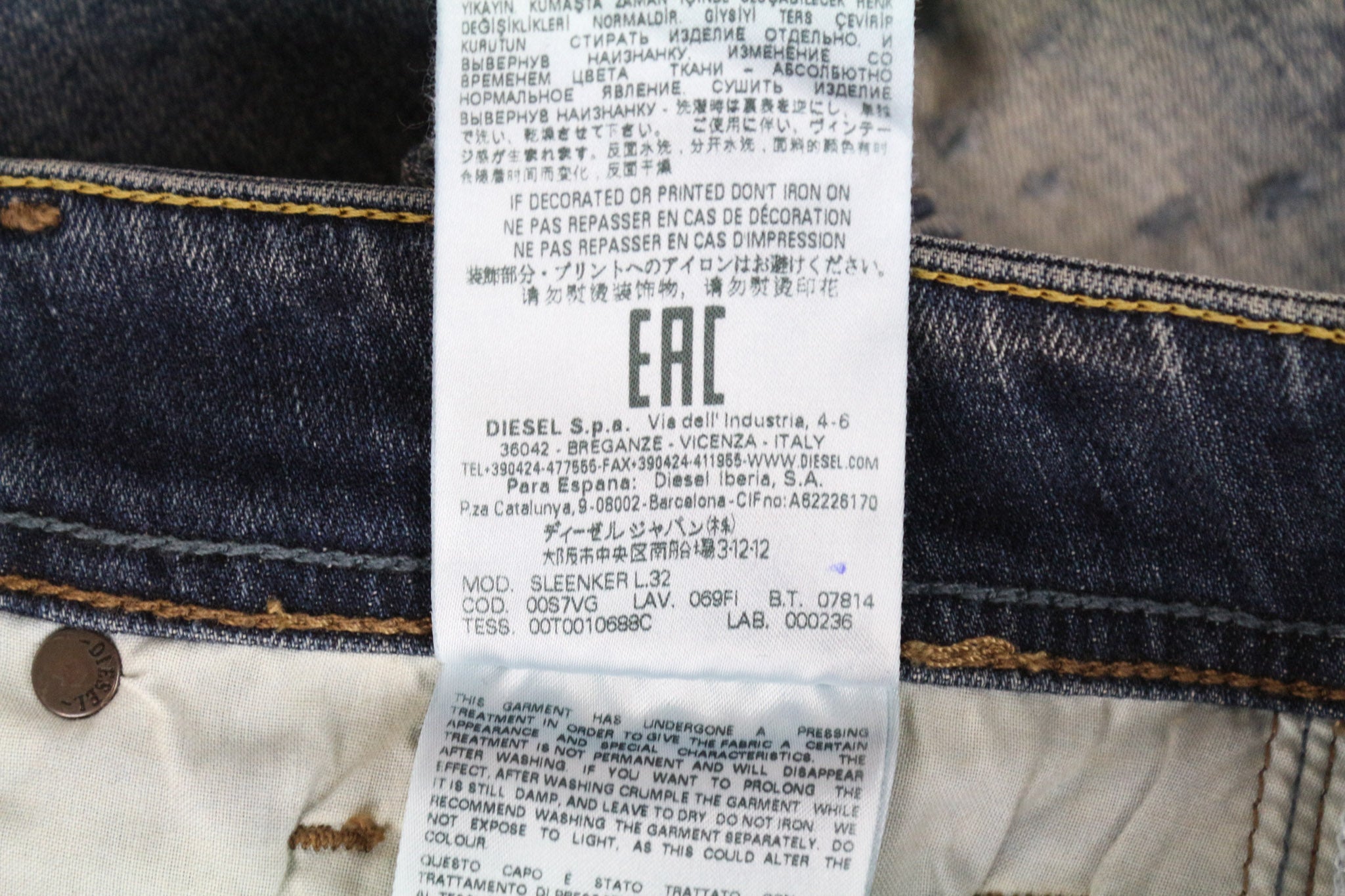 DIESEL Sleenker 069FI Men's Jeans W28/L32 Blue Slim Skinny Fit Cotton Stretch