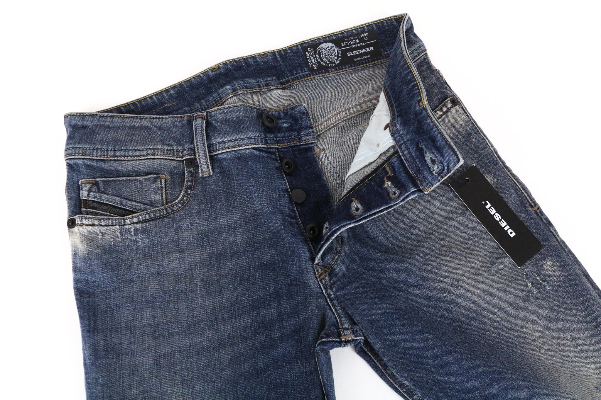 DIESEL Sleenker 069FI Men's Jeans W28/L32 Blue Slim Skinny Fit Cotton Stretch