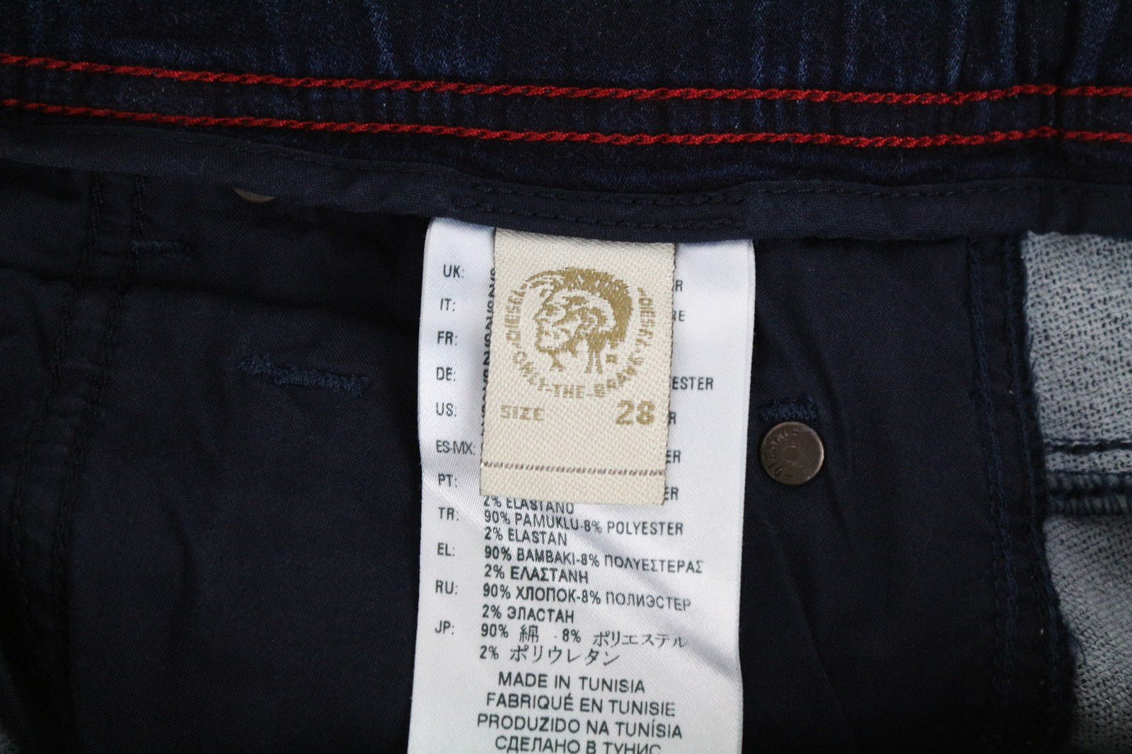 DIESEL Krooley-NE 0687D vyriški džinsai W28 mėlyni sportiniai Jogg Slim morkų spalvos medvilnės mišinio džinsai 