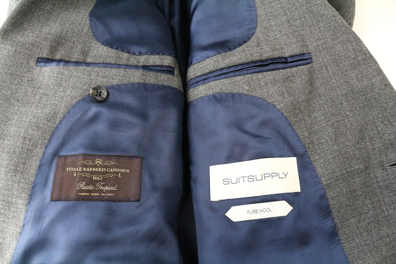 SUITSUPPLY Lazio vyriškas švarkas UK40R kaimiškas atogrąžų pilkas grynos vilnos plonas melanžas 
