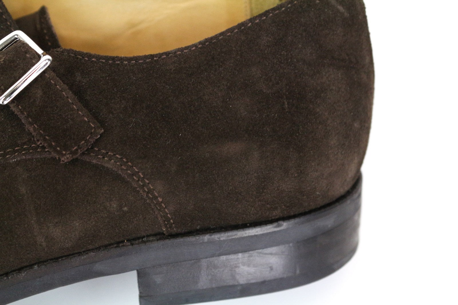 SUITSUPPLY vyriški formalūs batai, EU44, rudi, zomšiniai, su dviem sagtimis, žemakulniai, klasikiniai 