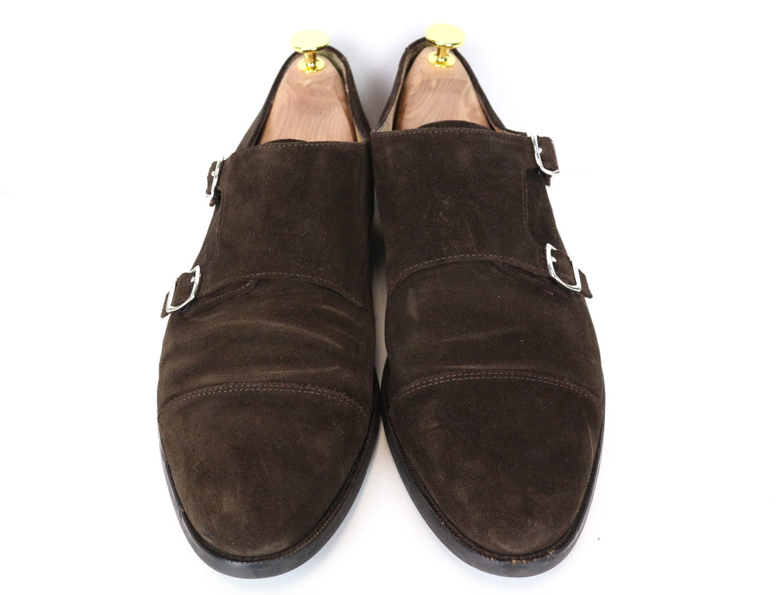 SUITSUPPLY vyriški formalūs batai, EU44, rudi, zomšiniai, su dviem sagtimis, žemakulniai, klasikiniai 