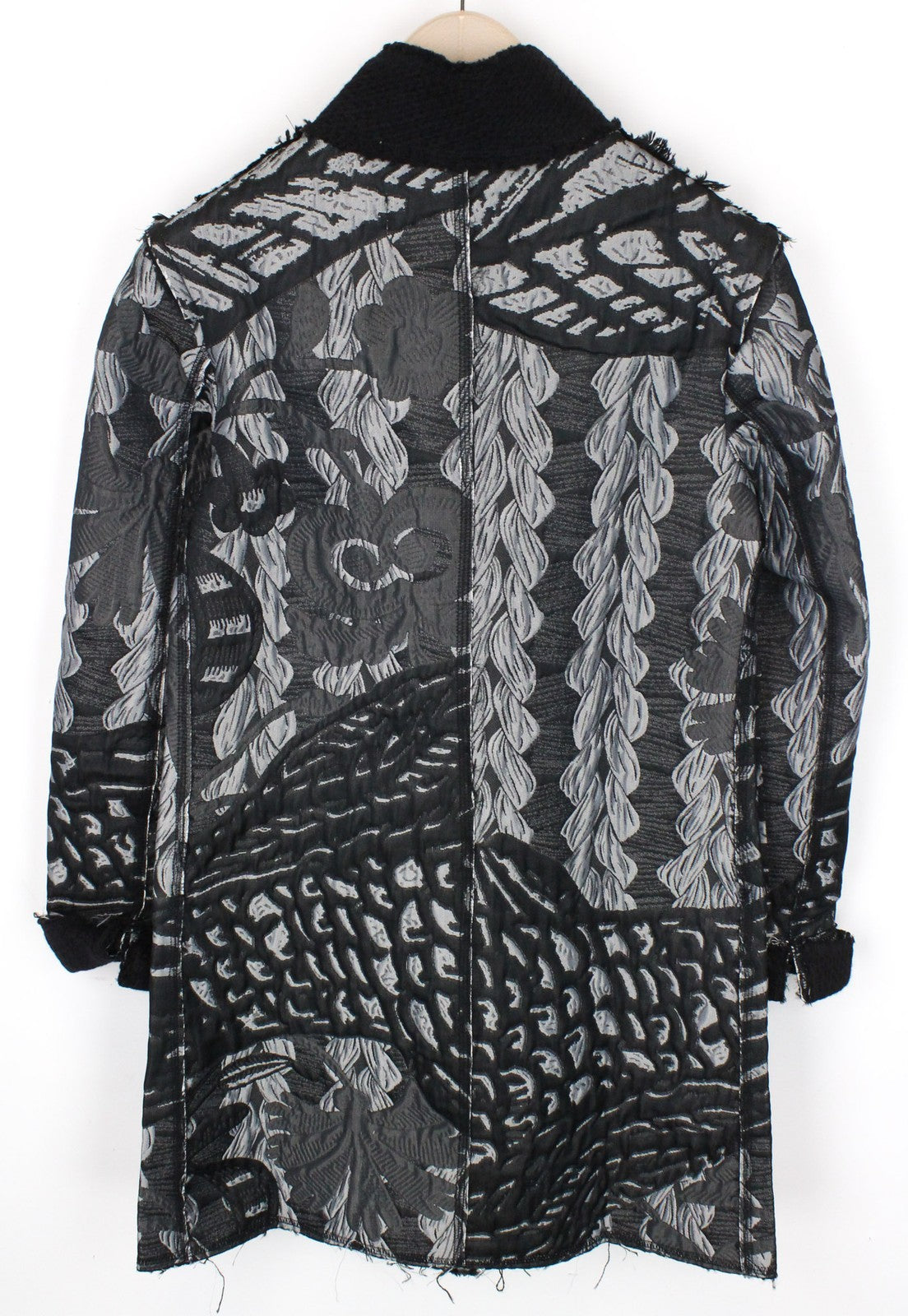 DESIGUAL moteriškas paltas, 38 pilki raštai, vienaeilis, ilgomis rankovėmis, laisvalaikio stiliaus 