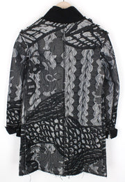 DESIGUAL moteriškas paltas, 38 pilki raštai, vienaeilis, ilgomis rankovėmis, laisvalaikio stiliaus 