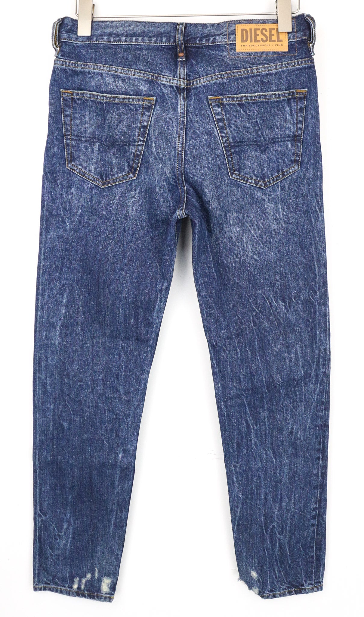 DIESEL Mharky 080AG vyriški džinsai W29/L32 Slim Skinny, dirbtinai sendinti, mėlyni, netempiami 