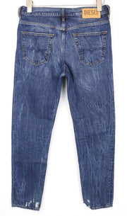 DIESEL Mharky 080AG vyriški džinsai W29/L32 Slim Skinny, dirbtinai sendinti, mėlyni, netempiami 