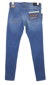 REPLAY Anbass vyriški džinsai W29/L34 vidutinio mėlynumo, ploni, „Hyperflex+“ užtrauktuku, tamprūs, džinsiniai 