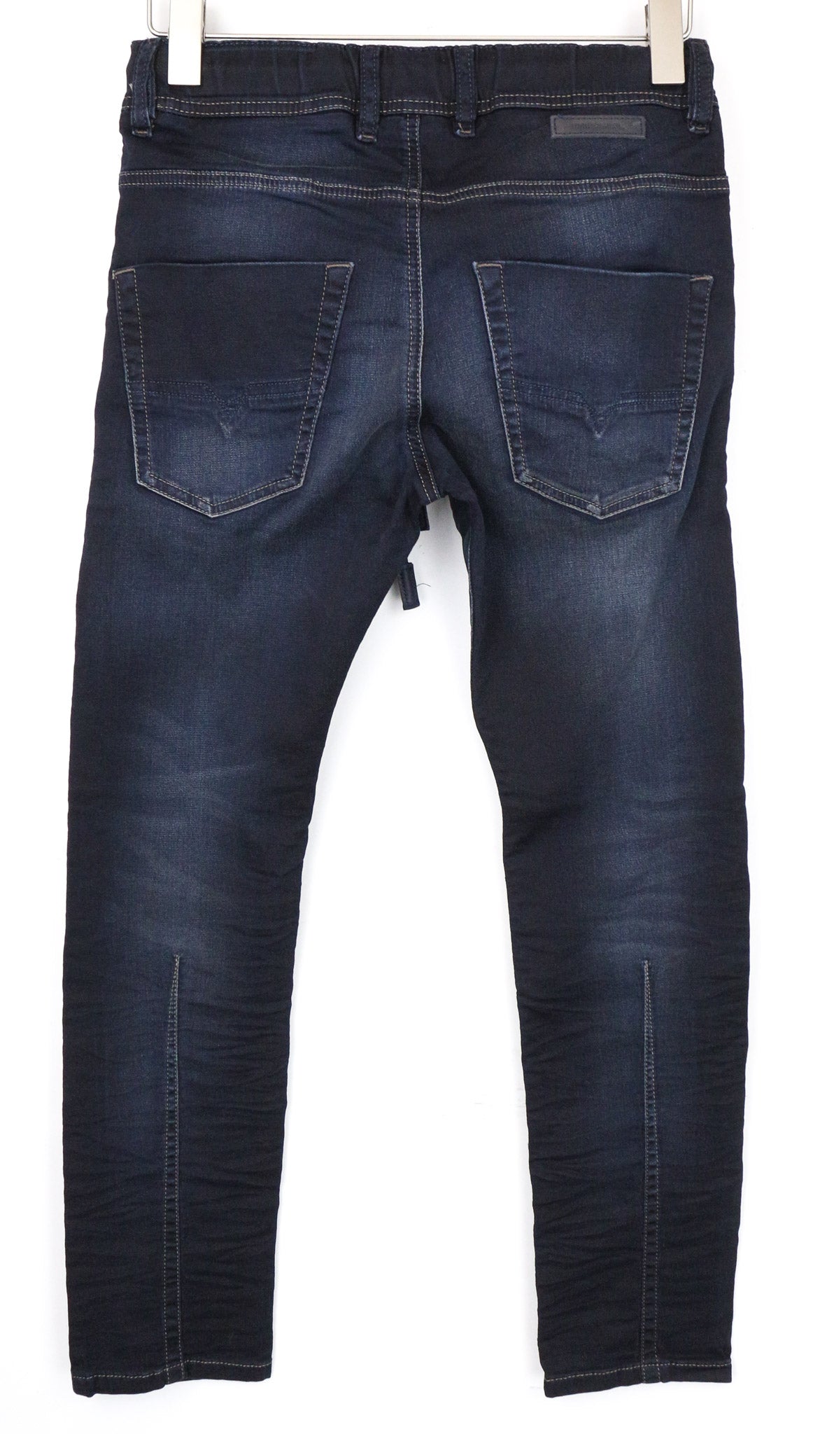 DIESEL Krooley-NE 0686F vyriški džinsai W26 berniukams mėlyni, ploni, morkų spalvos, sportiniai, tamprūs. 