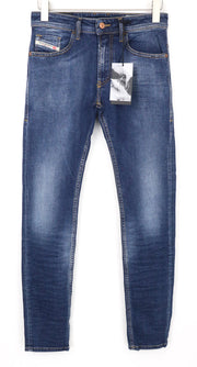 DIESEL Thommer 083AD vyriški džinsai W26/L32 Slim Skinny Mid Blue berniukams su užtrauktuku ir laisvalaikio kirpimu 